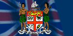 Fiji coat of arms and Union Jack